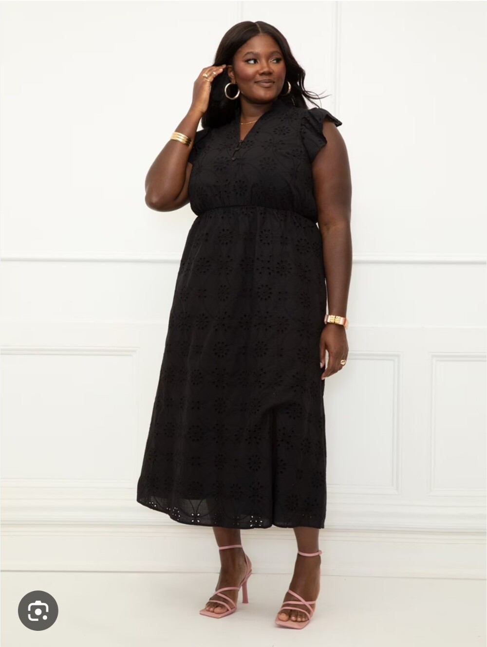 Eloquii Black Eyelet Maxi Skirt